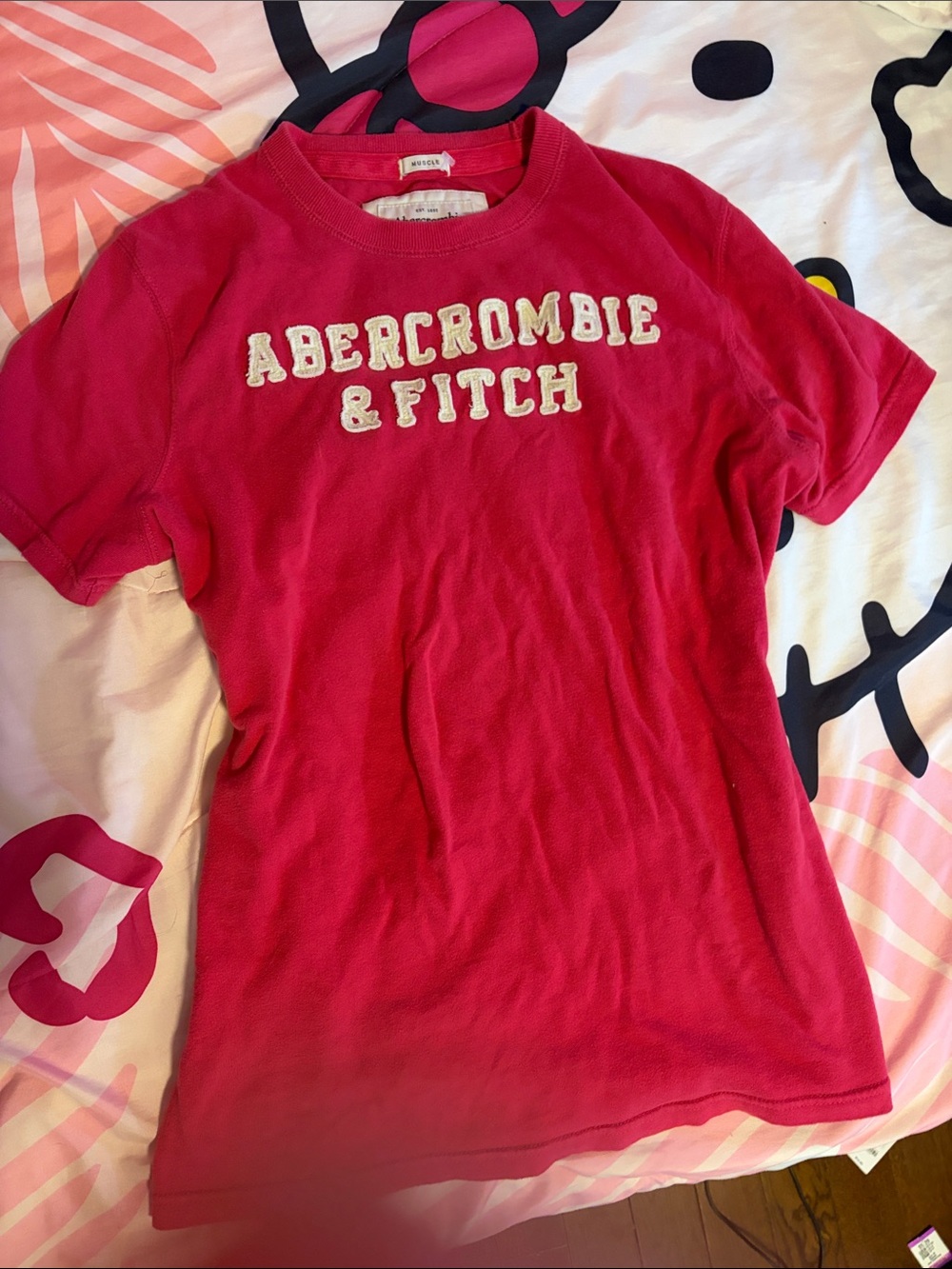Vintage Abercrombie & Fitch Hot Pink Logo Short Sleeve Tee